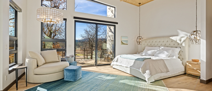 Bedroom in custom home built by Rangel Construction