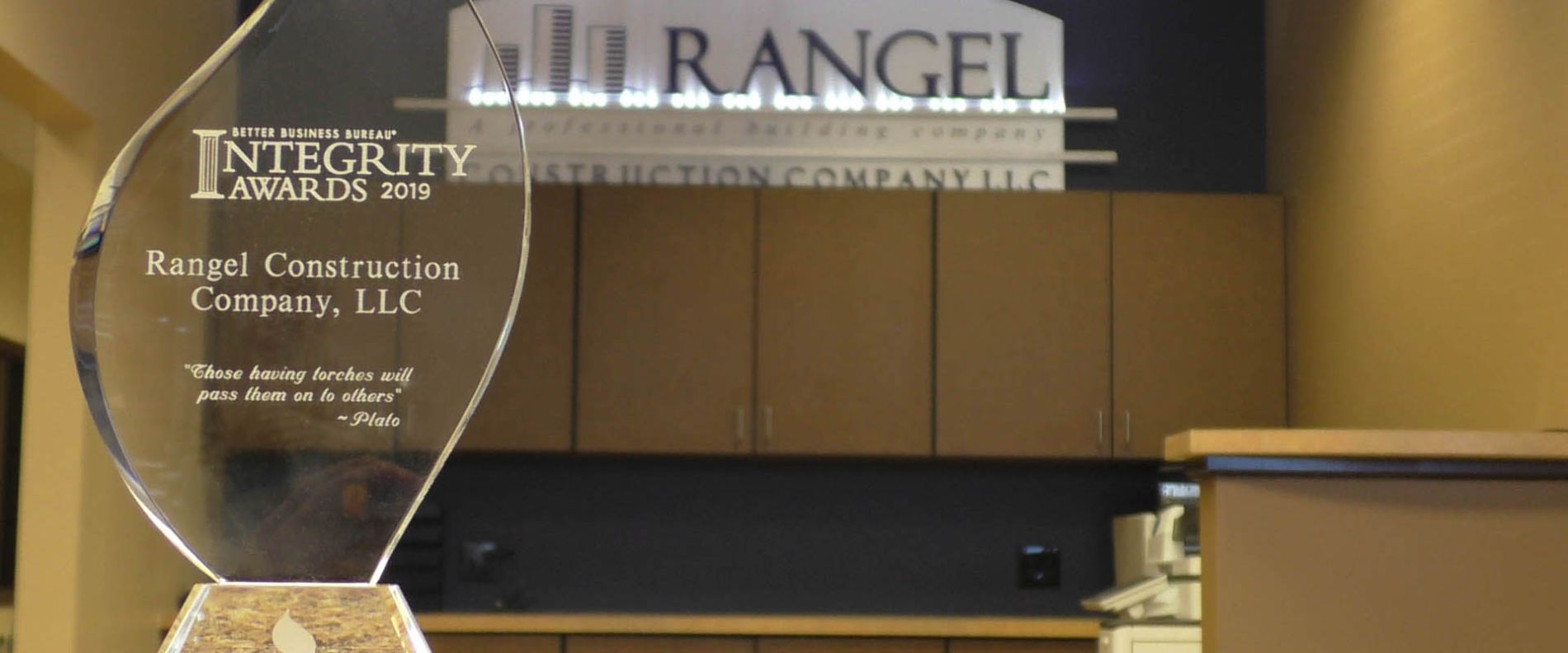 Rangel Construction Company wins Better Business Bureau Integrity Award for 2019.